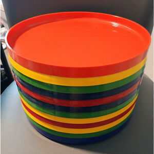 Vintage Heller Melamine 10" Dinner Plates Primary Colors Set of 12